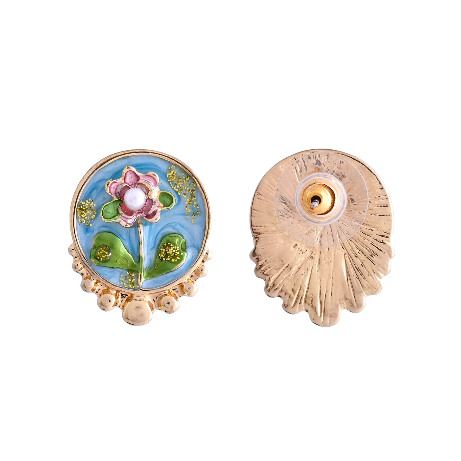 Blossom Floral Artistry Golden Stud Earrings - Image 5