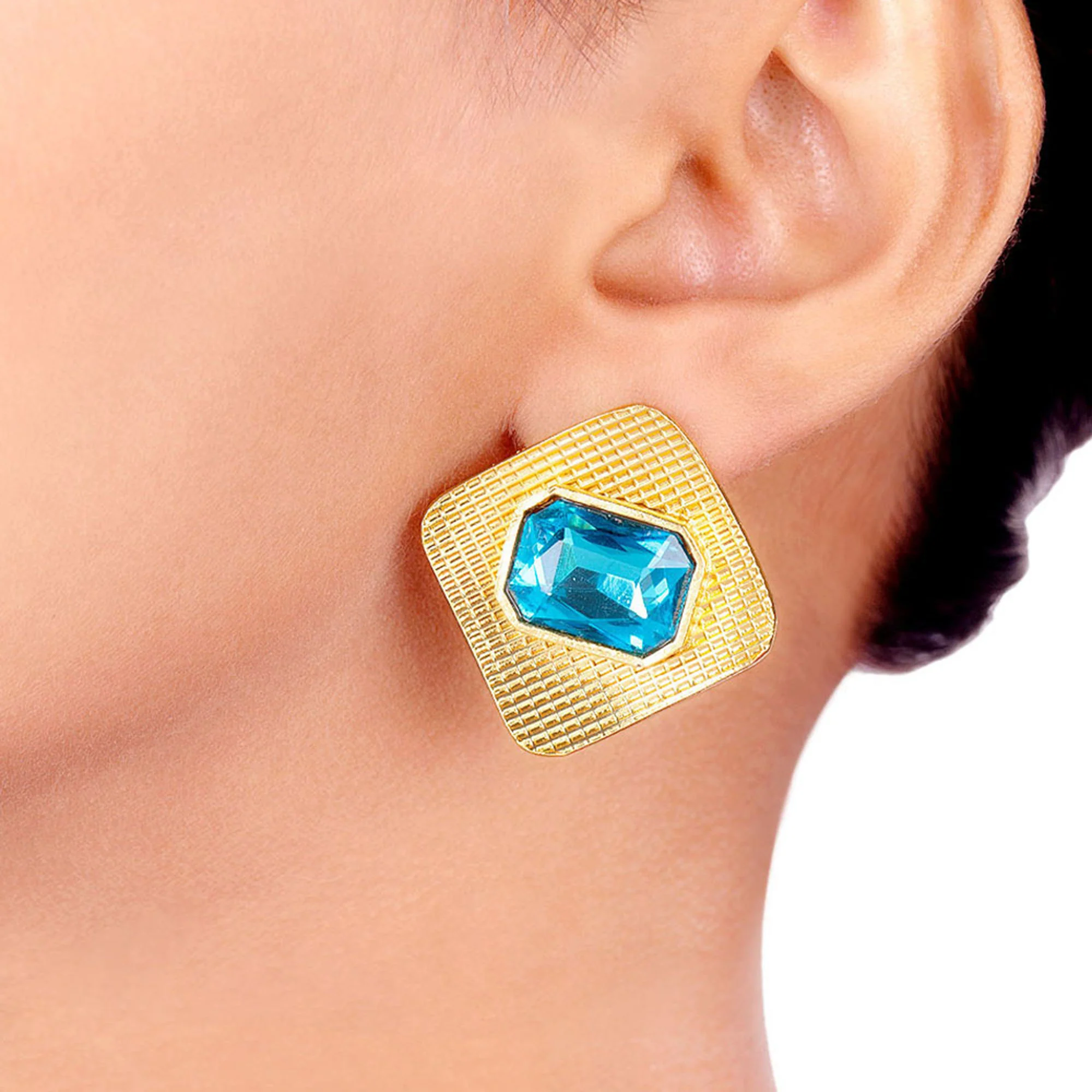 Blue Amun Diamond Stud Earrings - Image 2