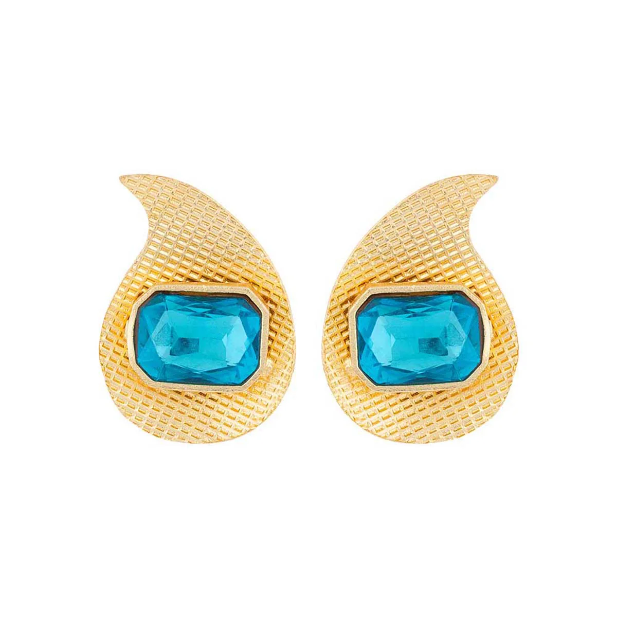 Blue Amun Paisley Stud Earrings - Image 3