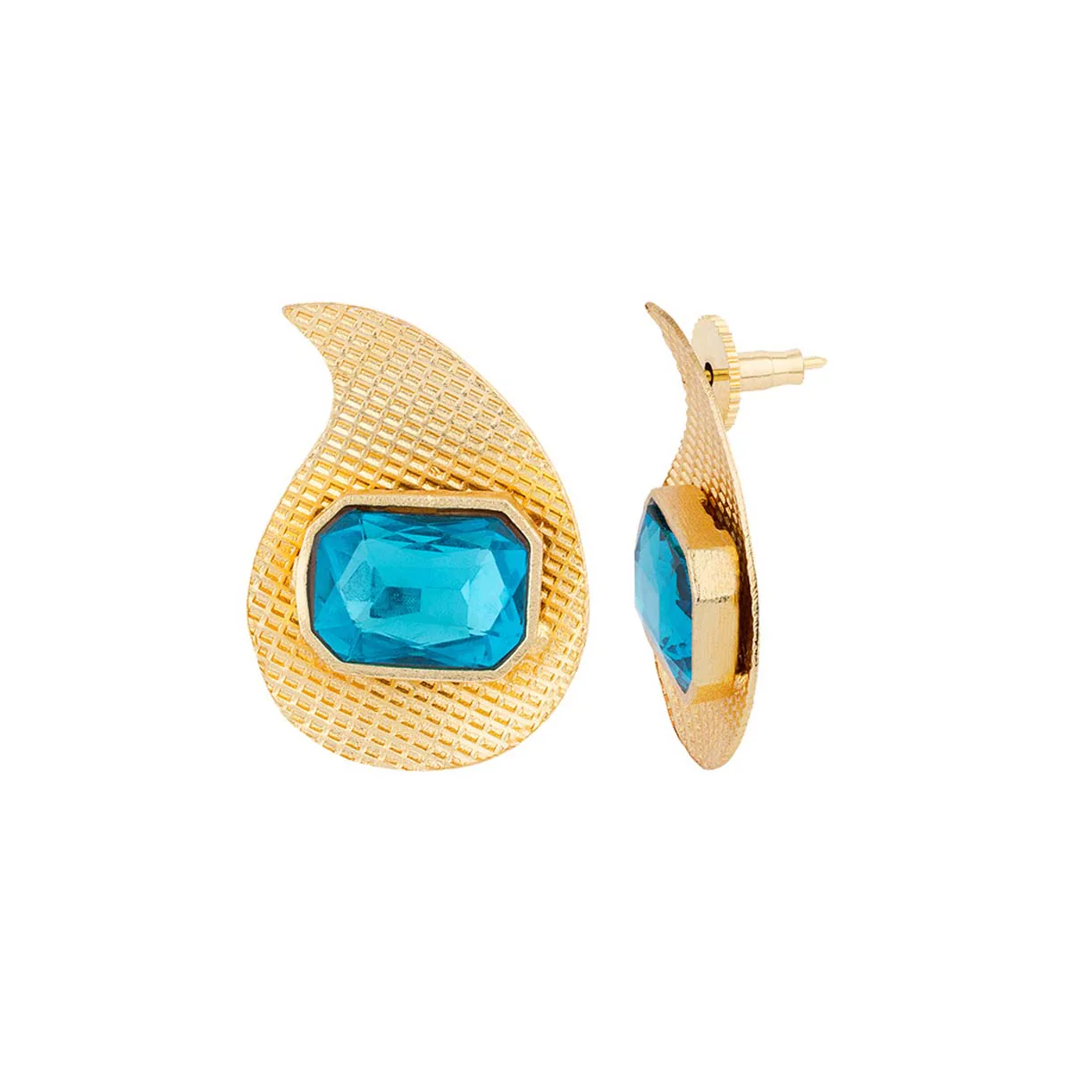 Blue Amun Paisley Stud Earrings - Image 4