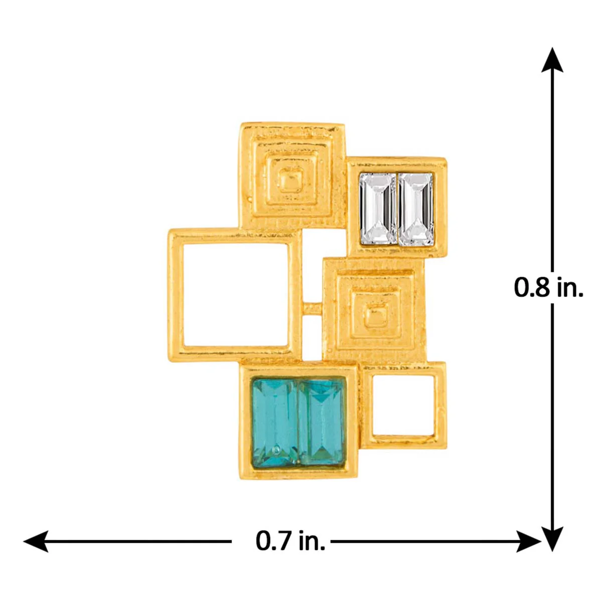 Blue Square Gold Geomatrix Earrings - Image 5