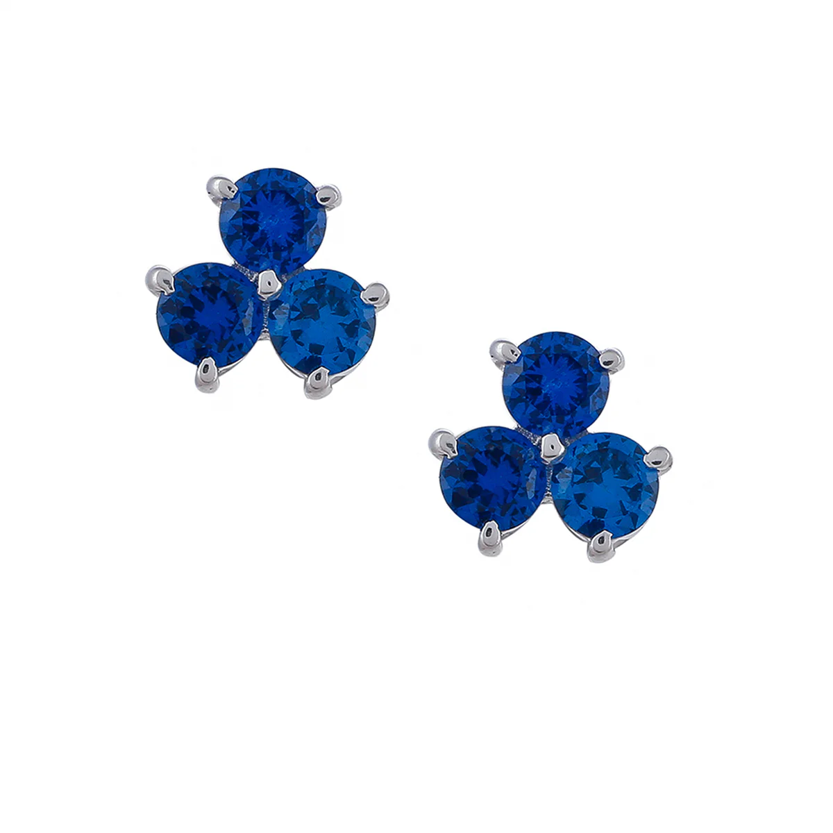 Blue Stone Decked 925 Sterling Silver Ear Studs - Image 3