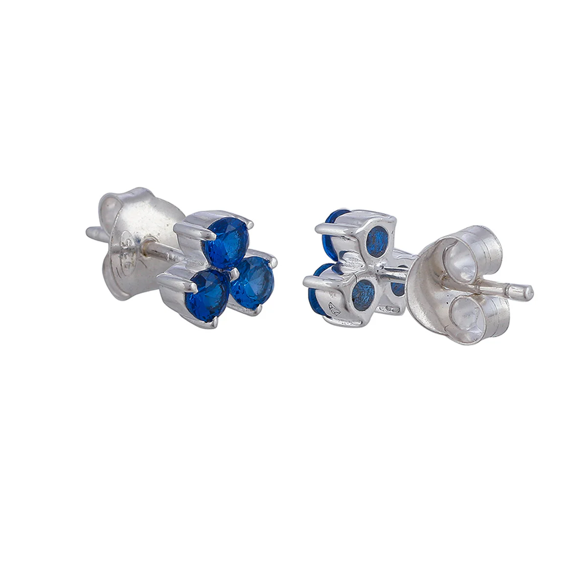 Blue Stone Decked 925 Sterling Silver Ear Studs - Image 4