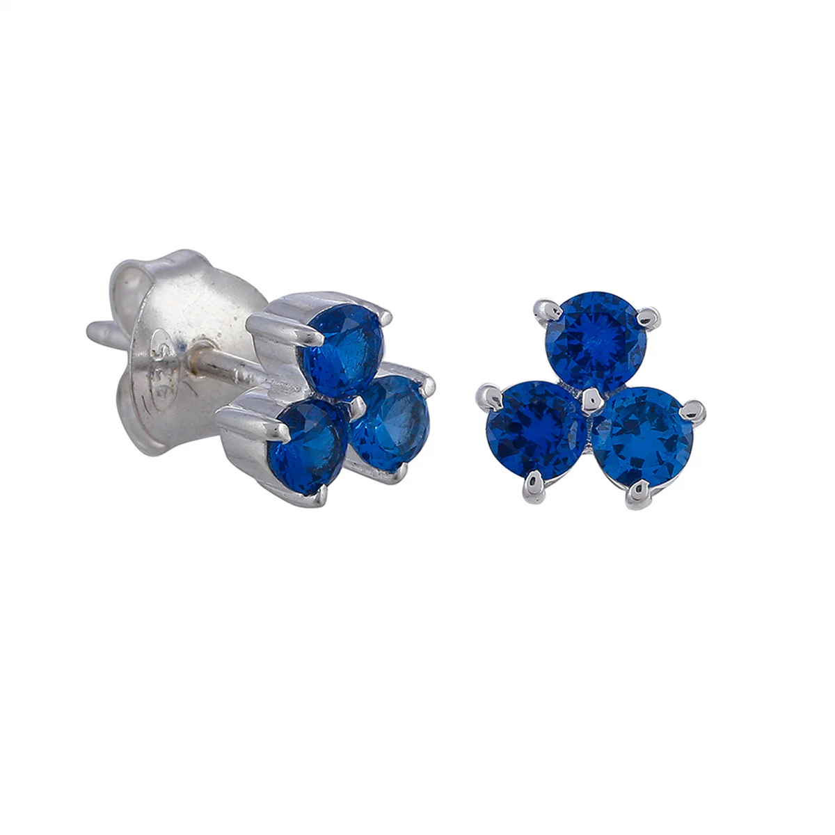 Blue Stone Decked 925 Sterling Silver Ear Studs - Image 5