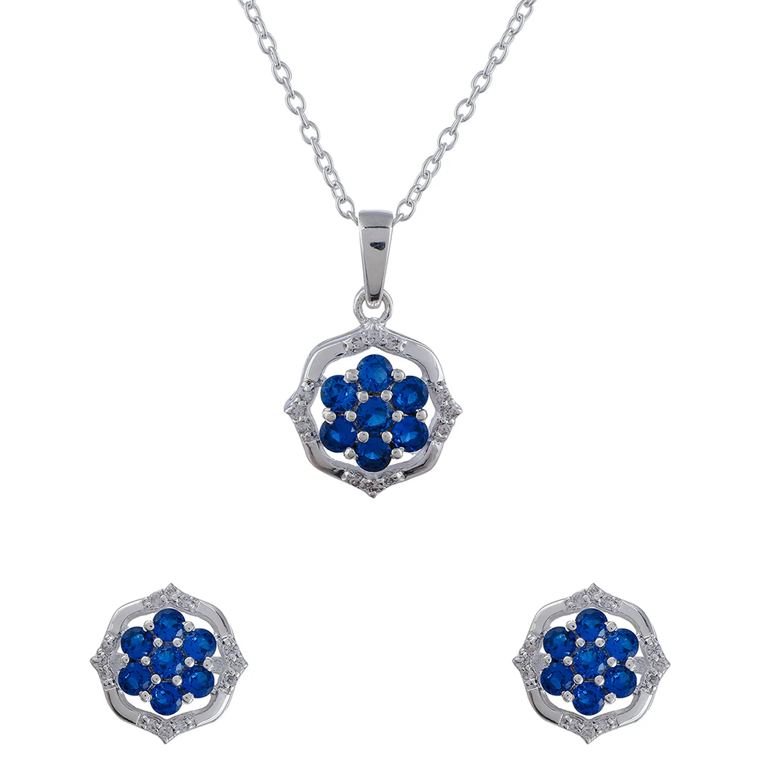 Blue Stone Decked 925 Sterling Silver Pendant - Image 3