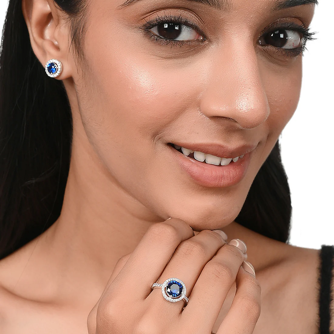 925 Sterling Silver Ring with Stunning Blue Stone | Voylla - Image 2