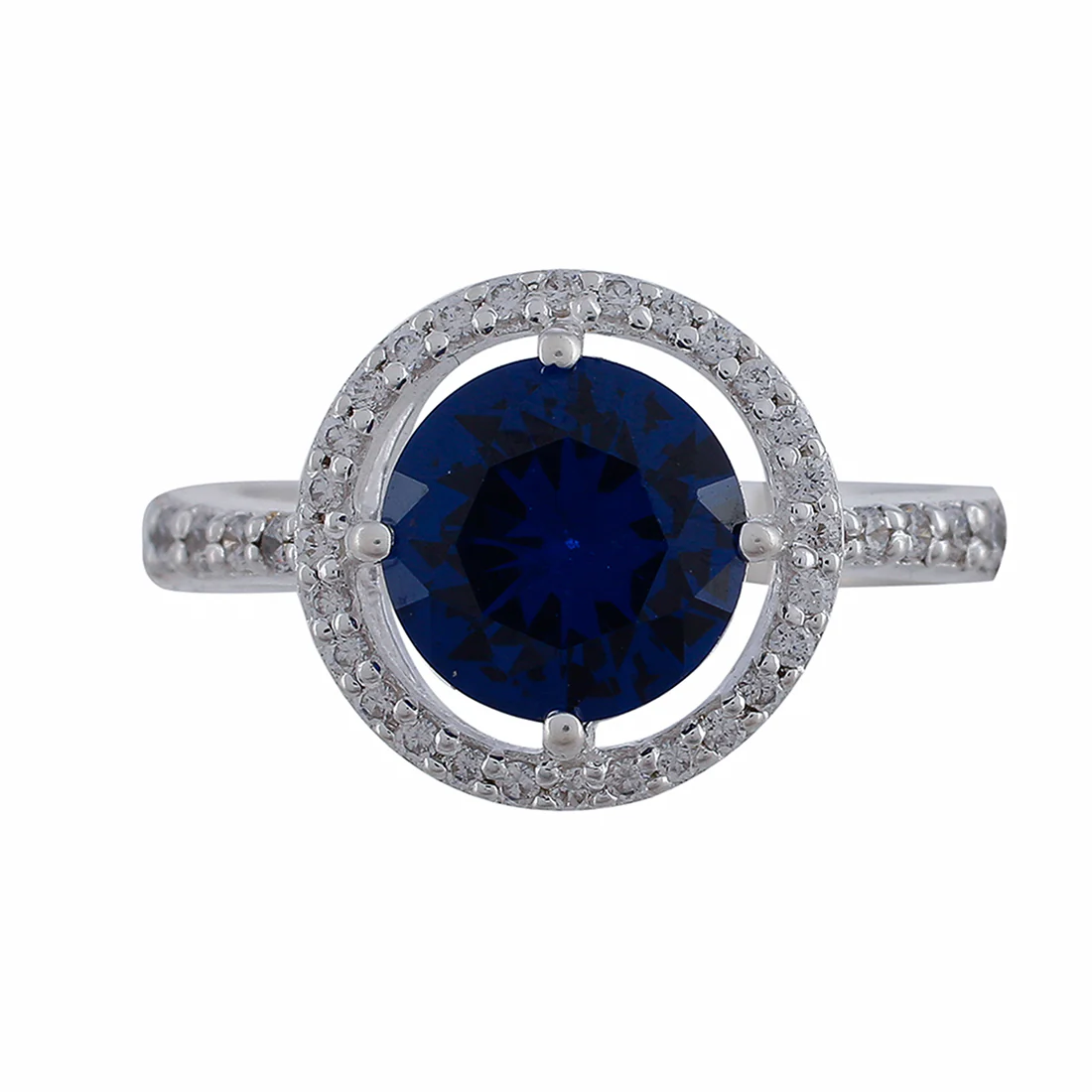 925 Sterling Silver Ring with Stunning Blue Stone | Voylla - Image 7