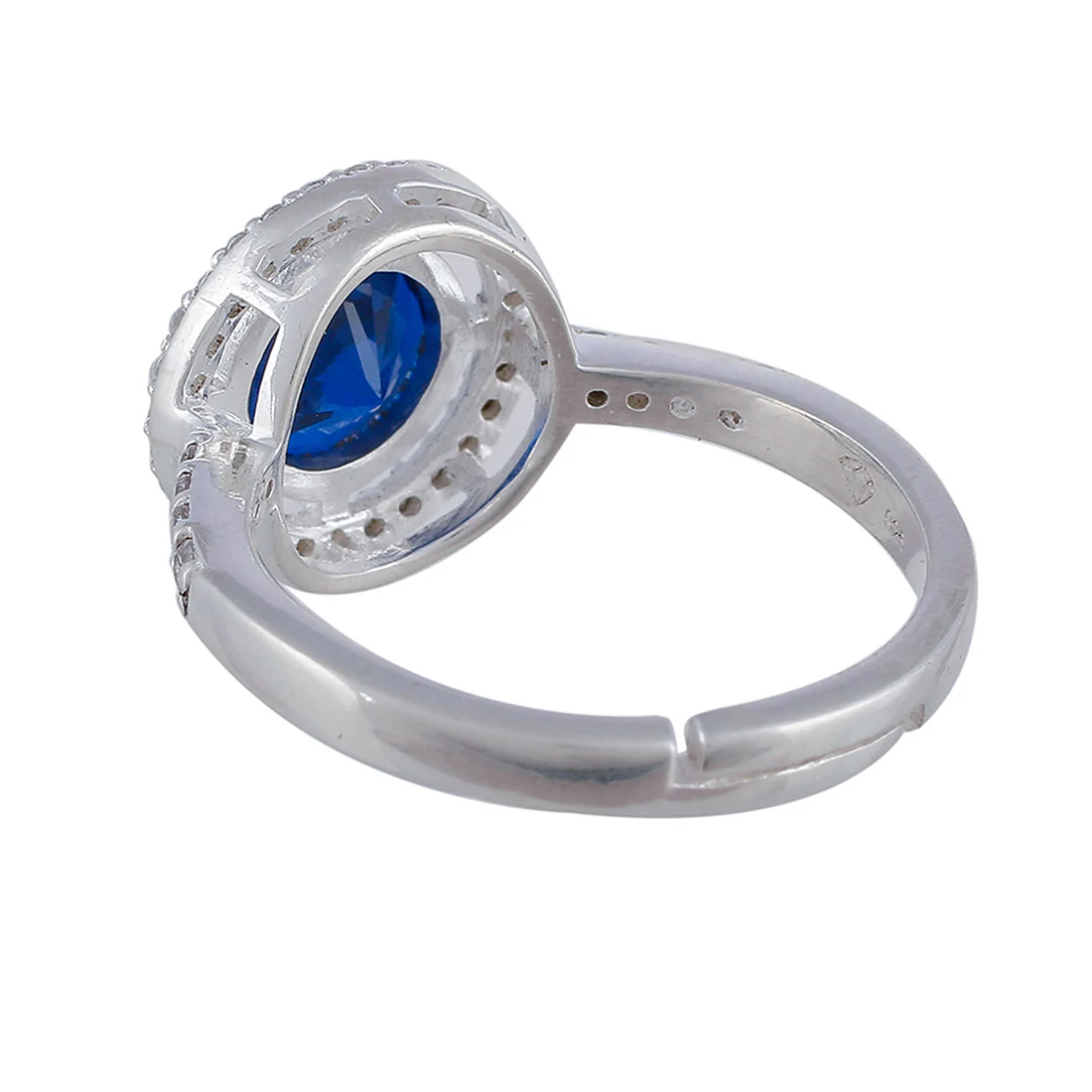 925 Sterling Silver Ring with Stunning Blue Stone | Voylla - Image 8