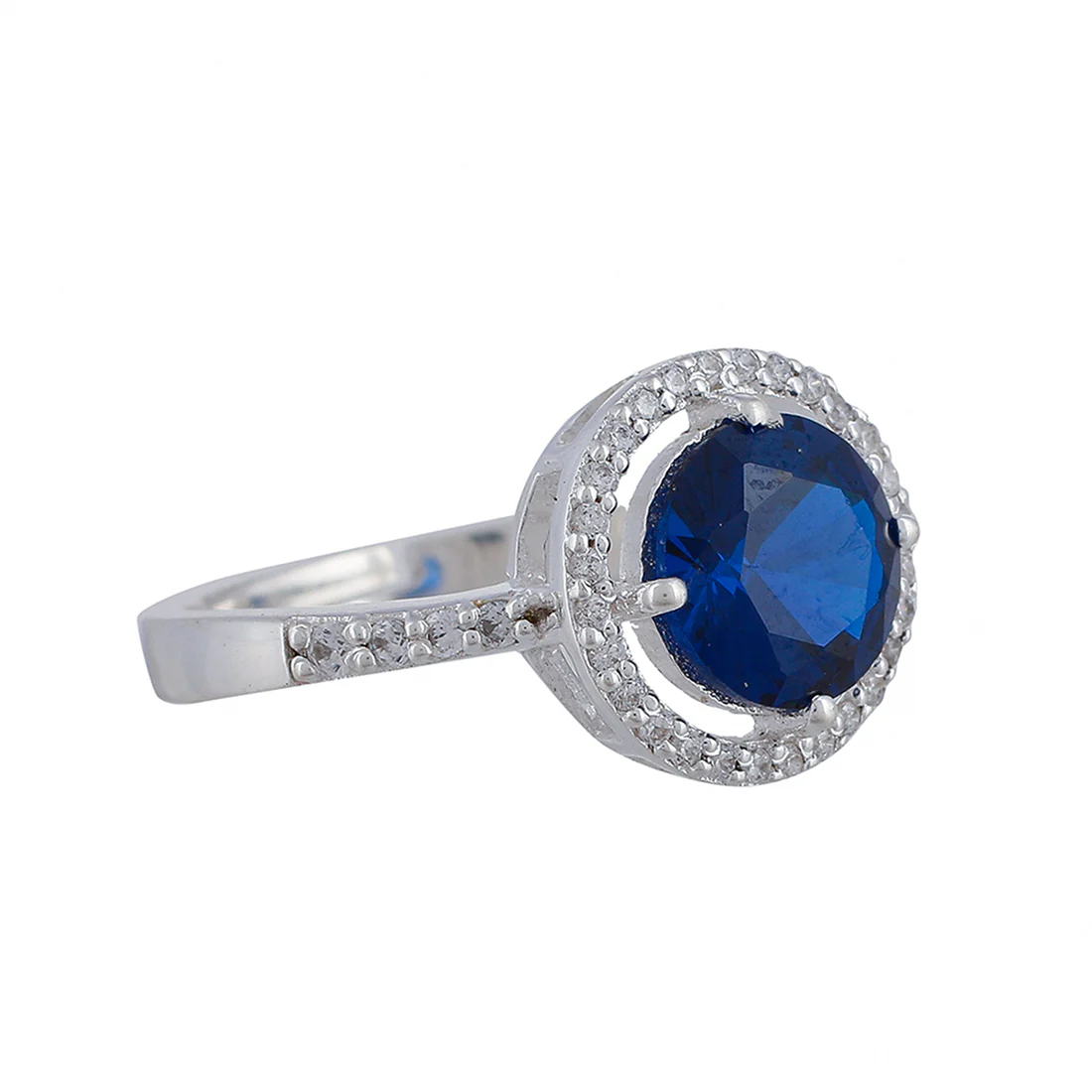 925 Sterling Silver Ring with Stunning Blue Stone | Voylla - Image 9