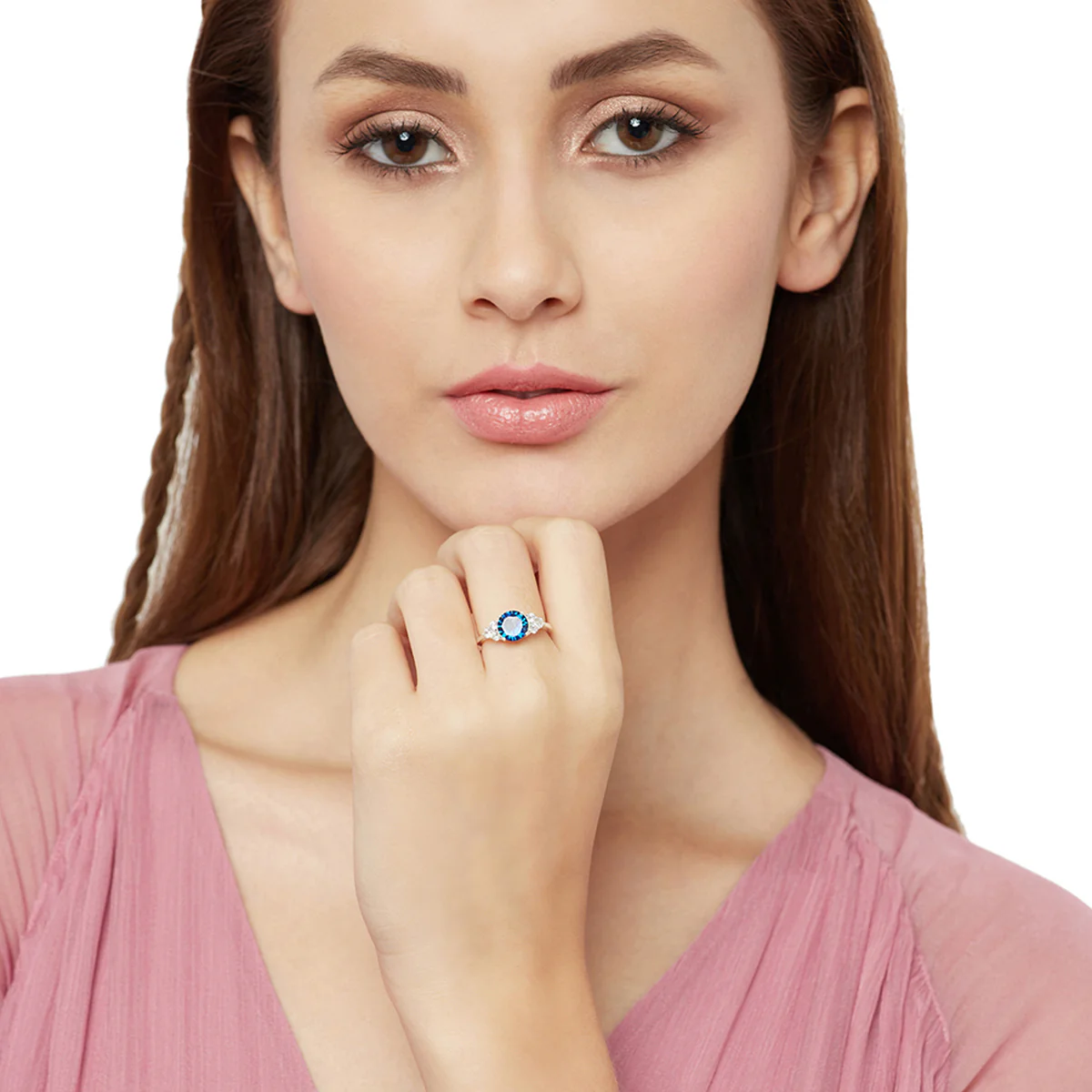 Blue Stone Adorned 925 Sterling Silver Ring | Voylla - Image 2