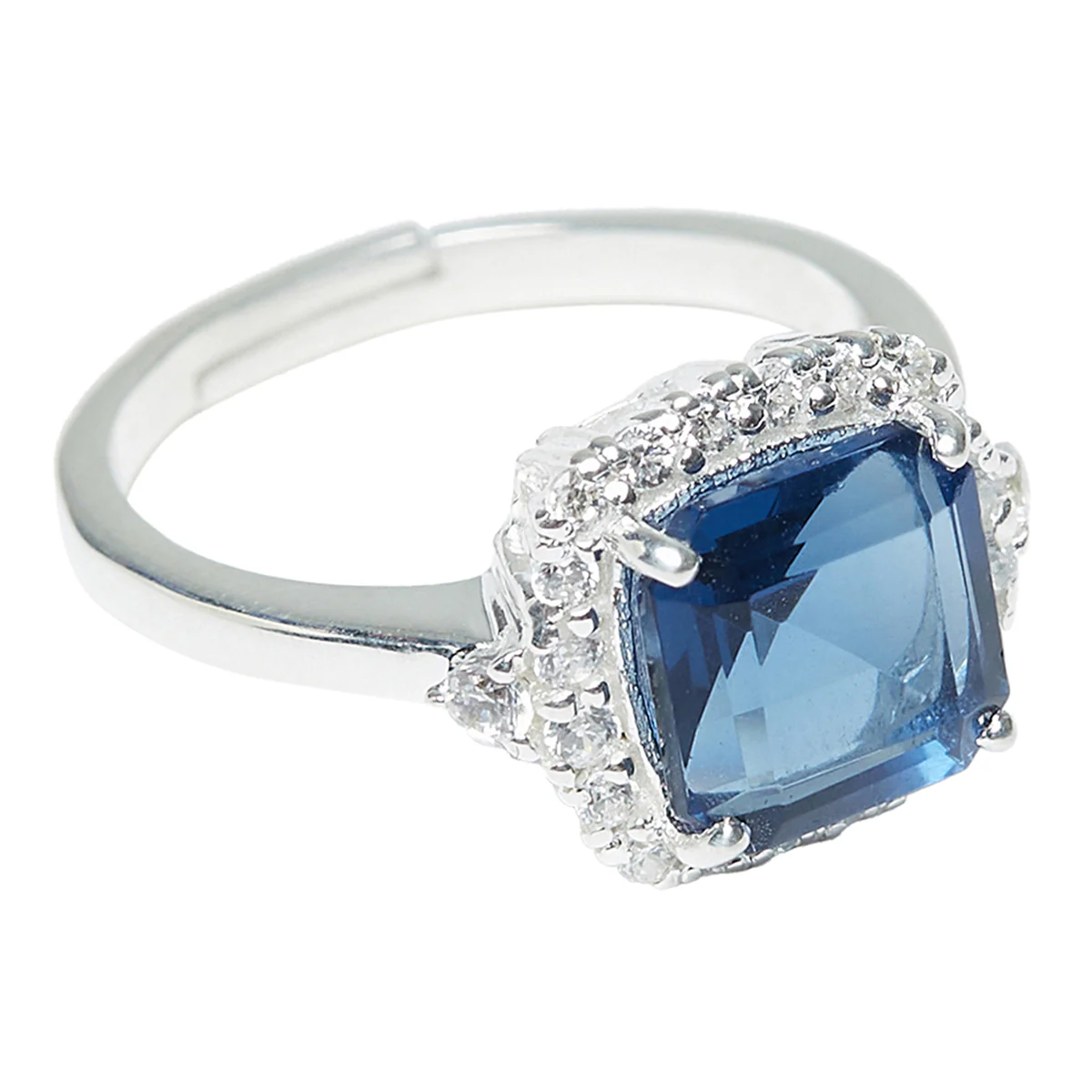 925 Sterling Silver Ring Featuring Blue Stone Studs | Voylla - Image 5