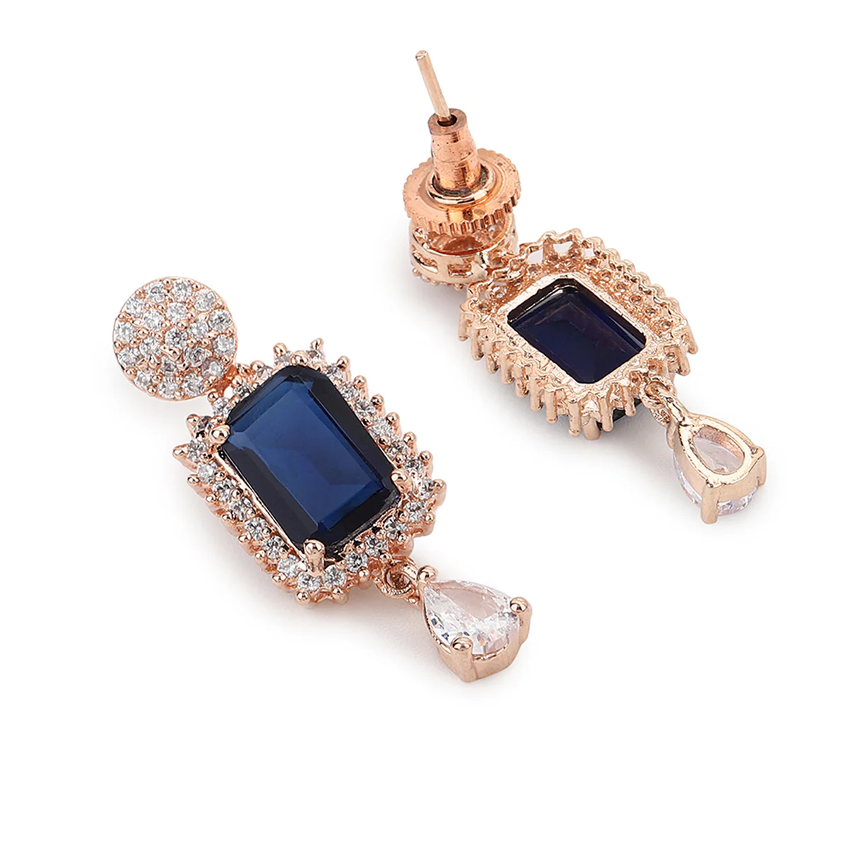 Blue Stones Rose Gold Necklace Set - Image 5