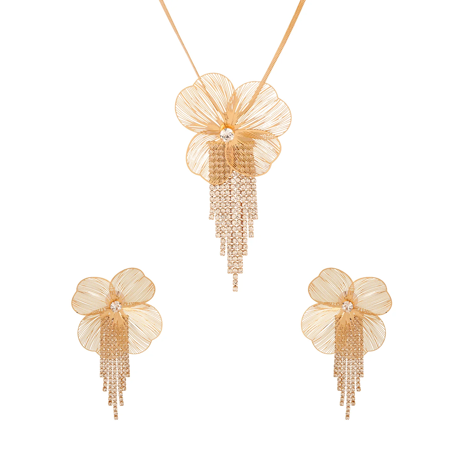 Blume Golden Bloom Cascade Statement Pendant Set - Image 3