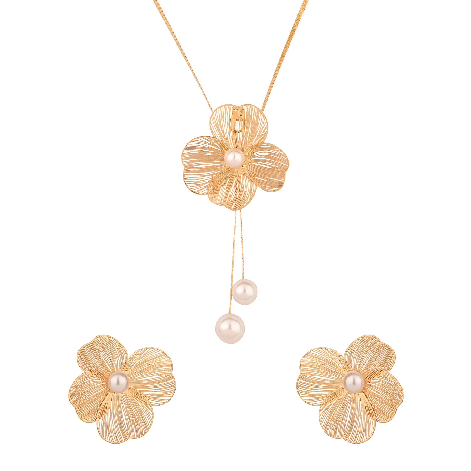 Blume Pearl Petal Drop Pendant Set - Image 4