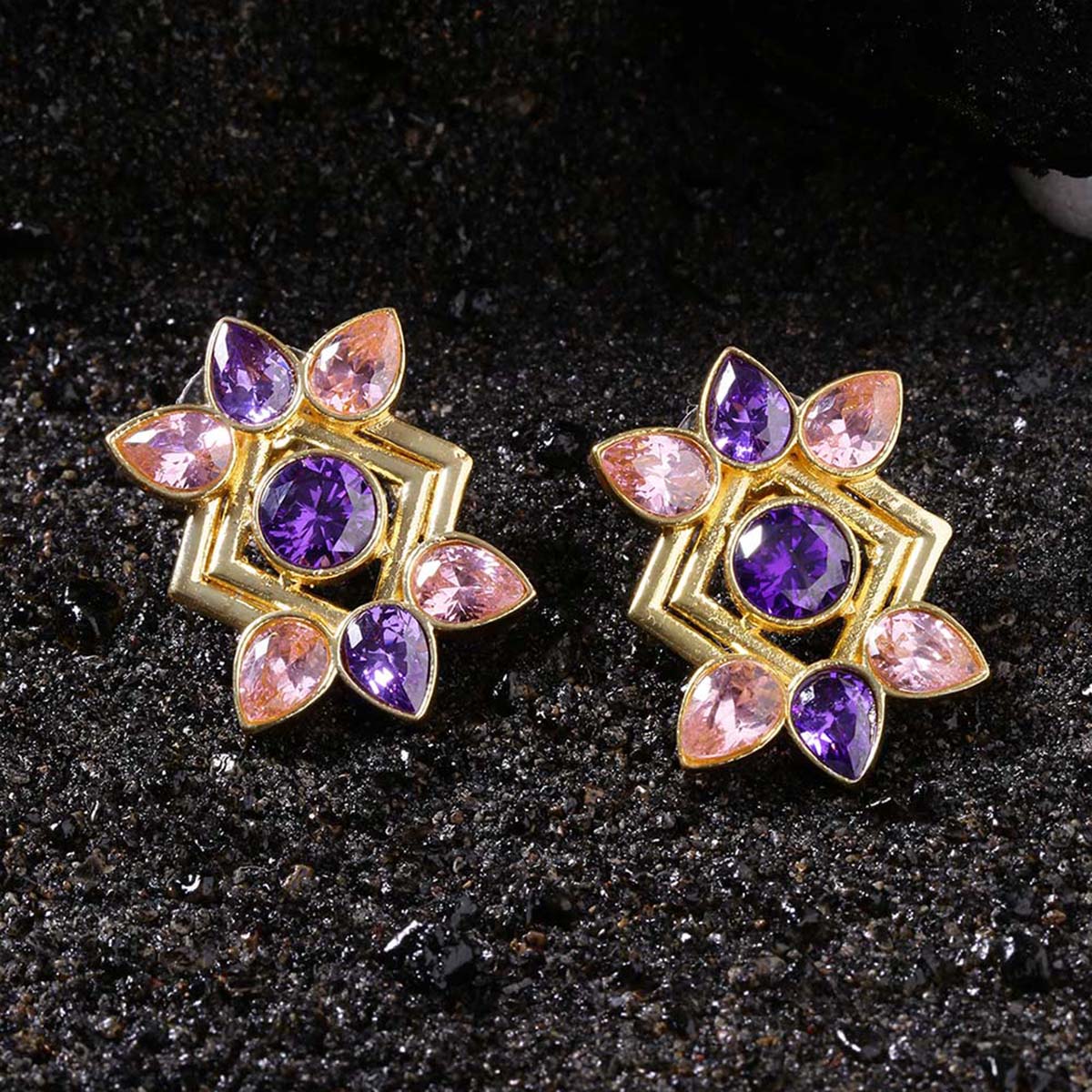 Blush Collection Floral Brass Earrings