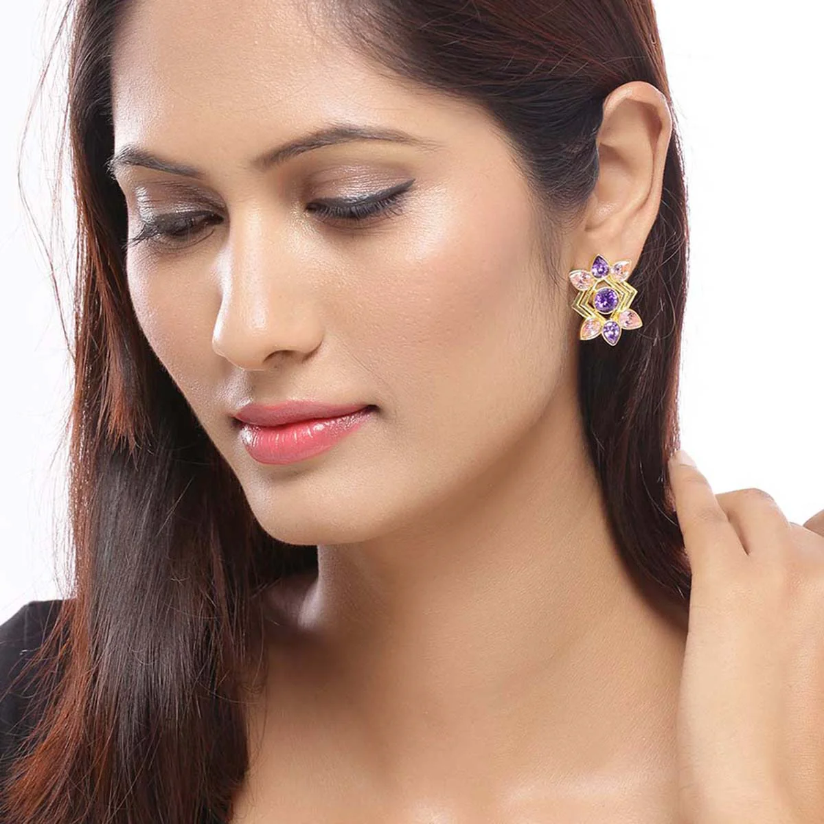 Blush Collection Floral Brass Earrings - Image 2
