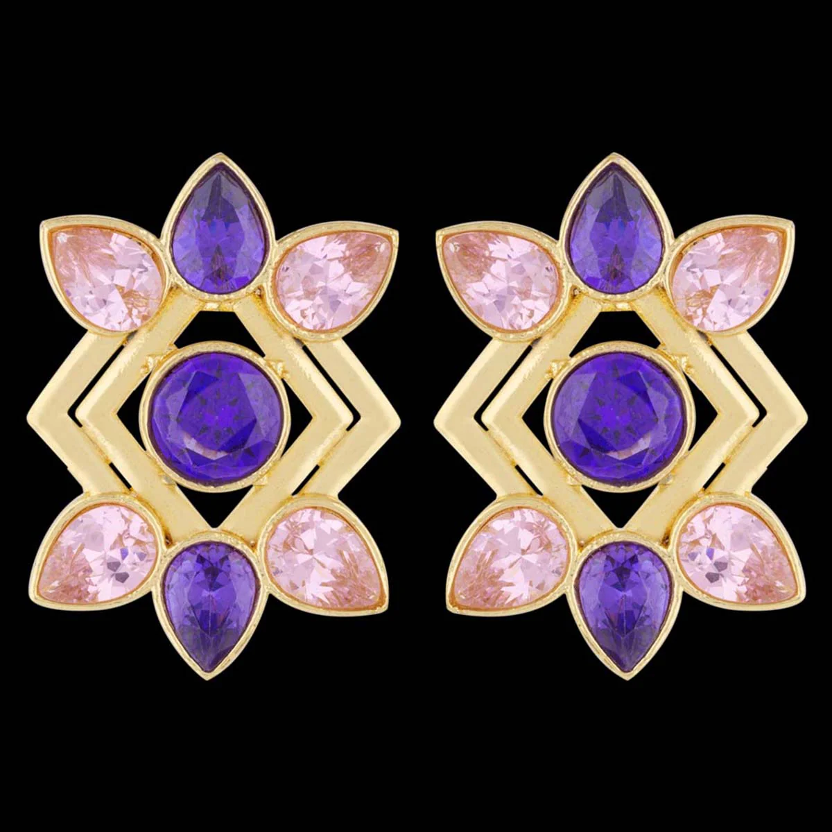 Blush Collection Floral Brass Earrings - Image 3