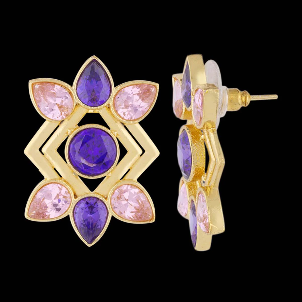 Blush Collection Floral Brass Earrings - Image 4
