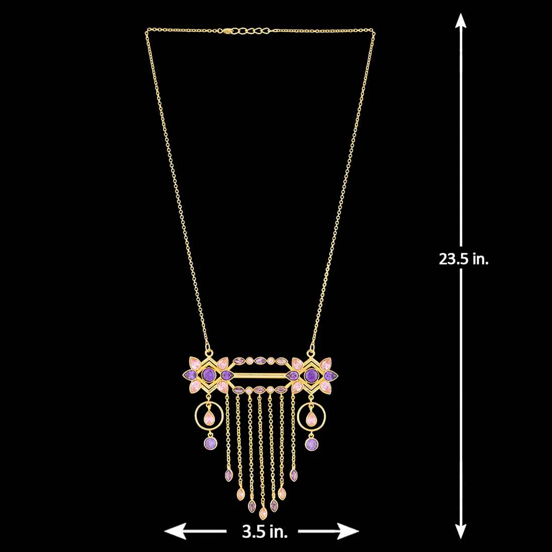 Blush Tassels Gems Studded Necklace - Image 6