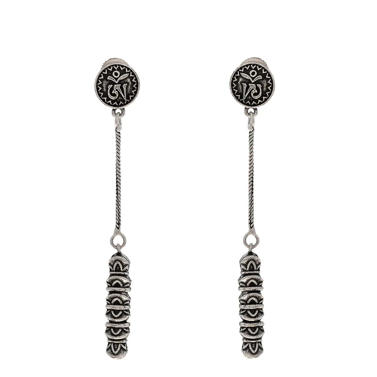 VOYLLA Bodhi Om Dangler Earrings: Stylish Spiritual Charm - Image 3