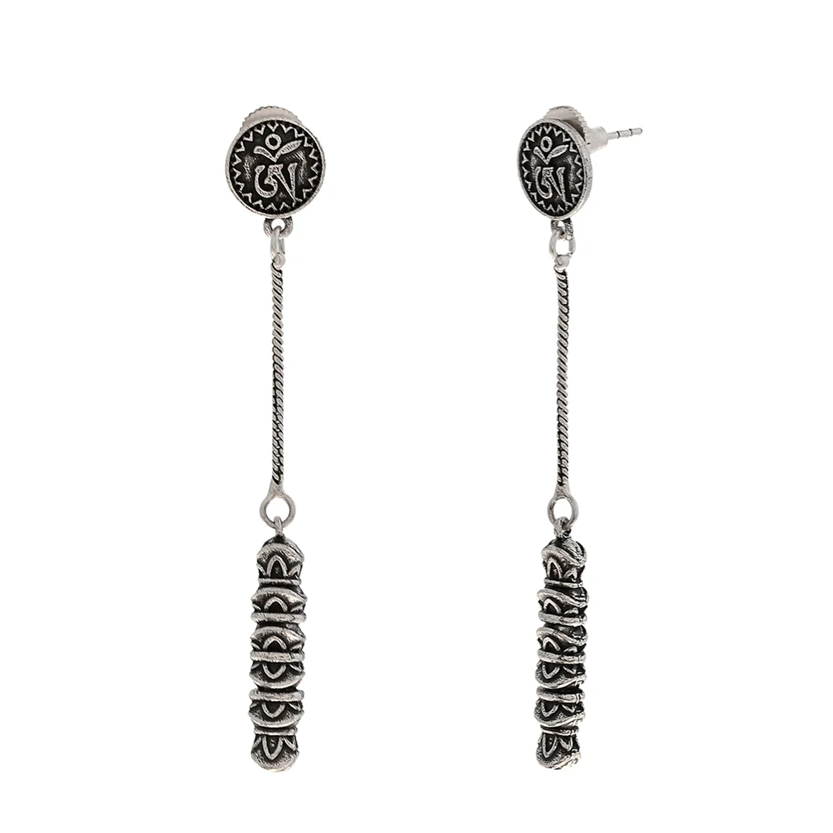 VOYLLA Bodhi Om Dangler Earrings: Stylish Spiritual Charm - Image 4