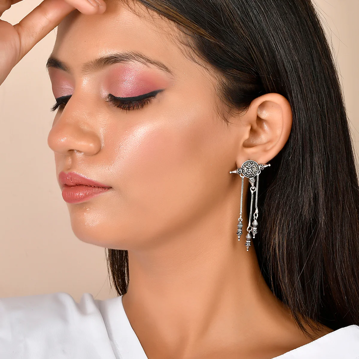 Elegant Bodhi Om Dangler Earrings from VOYLLA - Image 2
