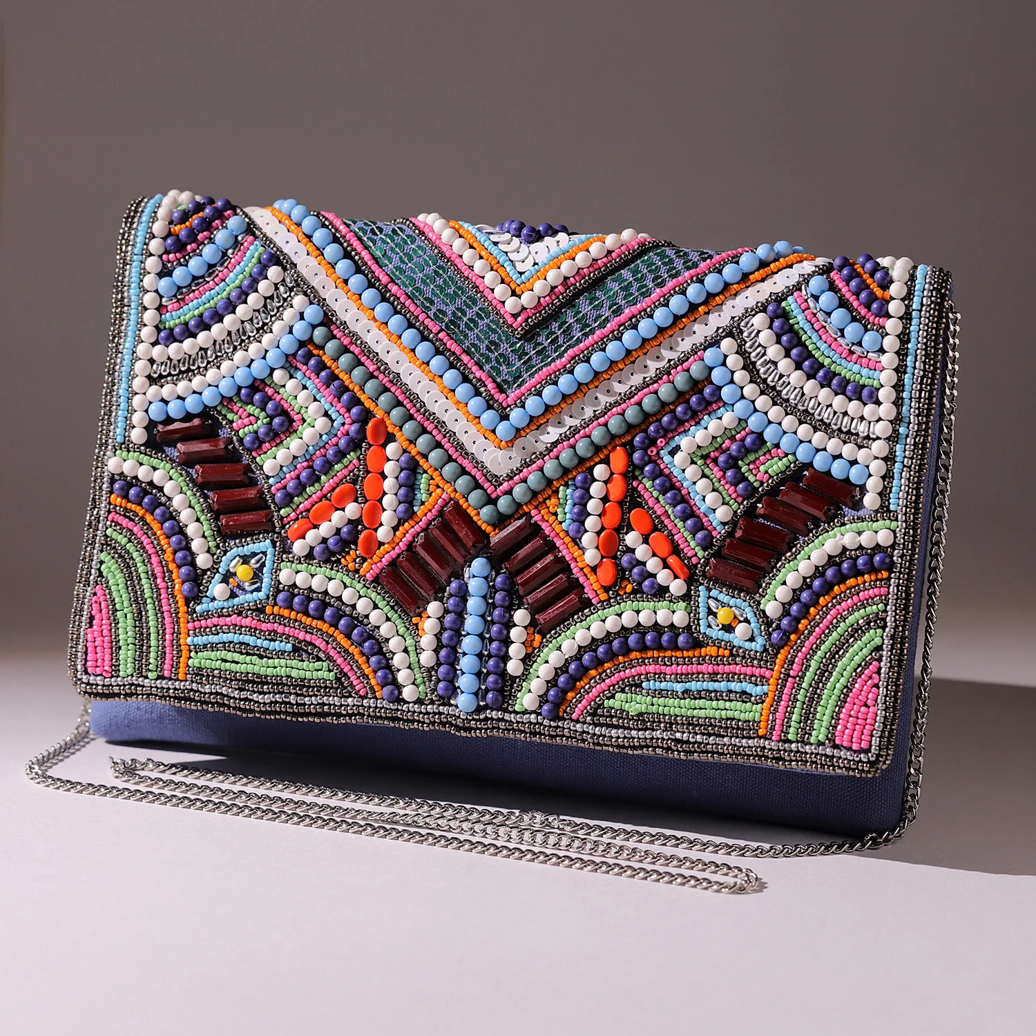 Boho Glam Beaded Party Clutch Bag