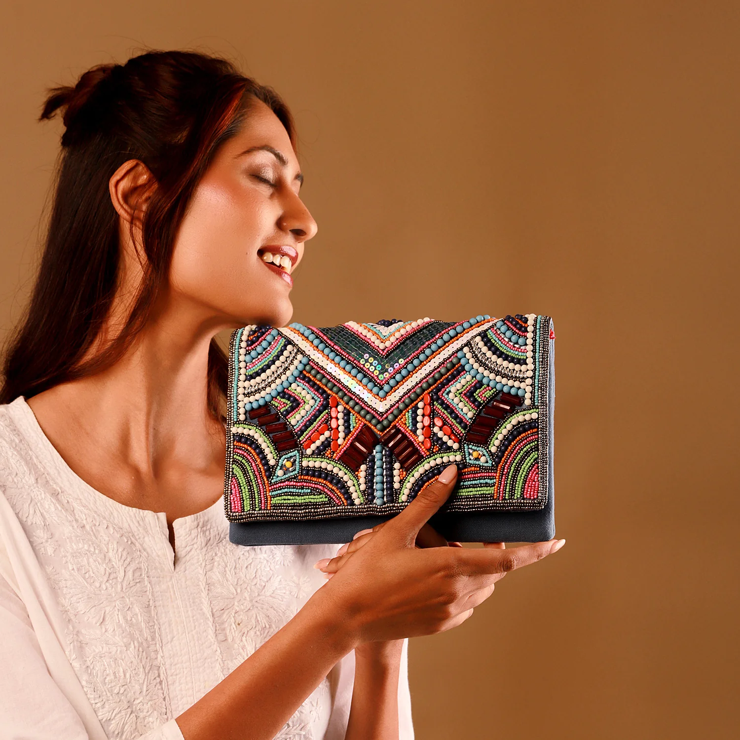 Boho Glam Beaded Party Clutch Bag - Image 2