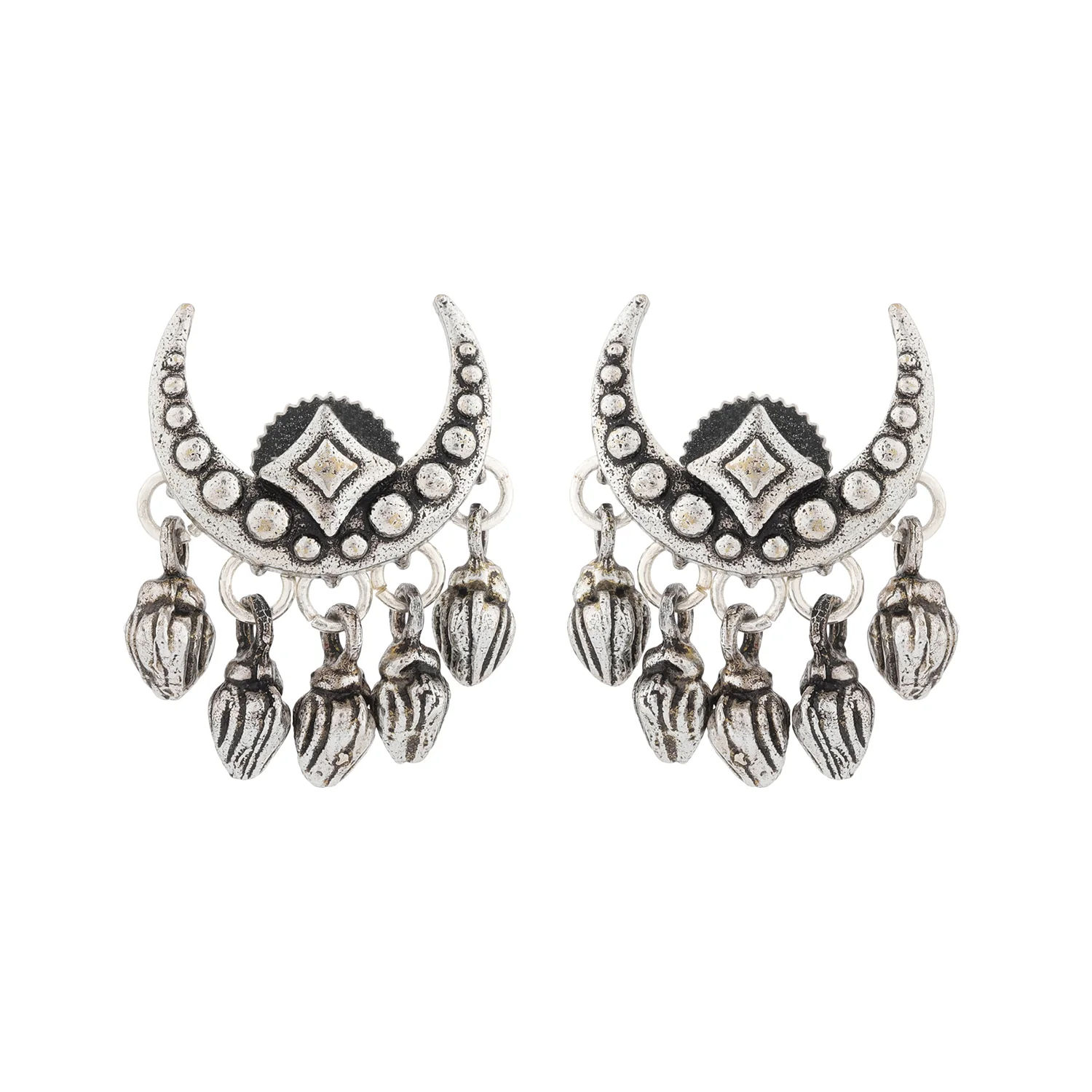 Boho Tribe Celestial Drop Oxidised Choker Necklace Set - Image 5