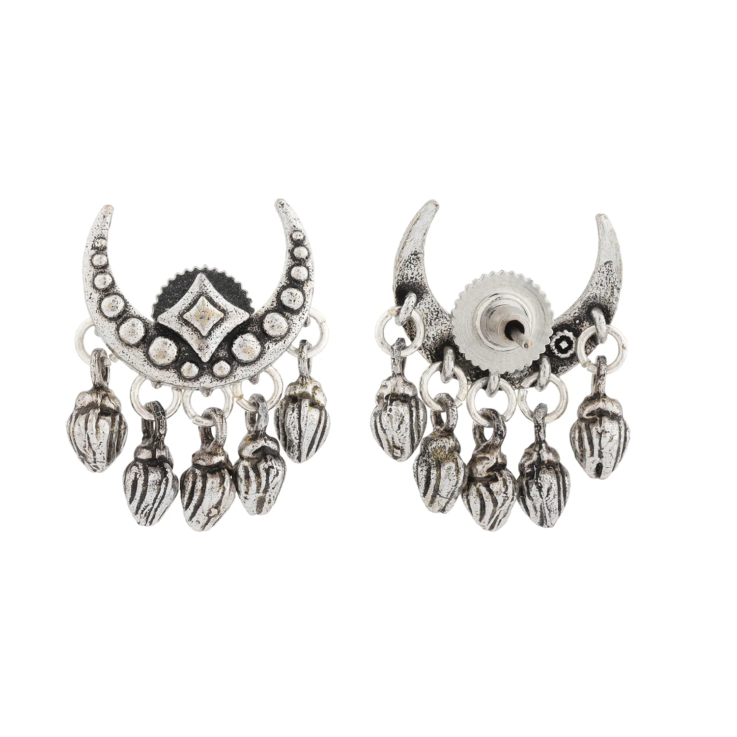 Boho Tribe Celestial Drop Oxidised Choker Necklace Set - Image 6