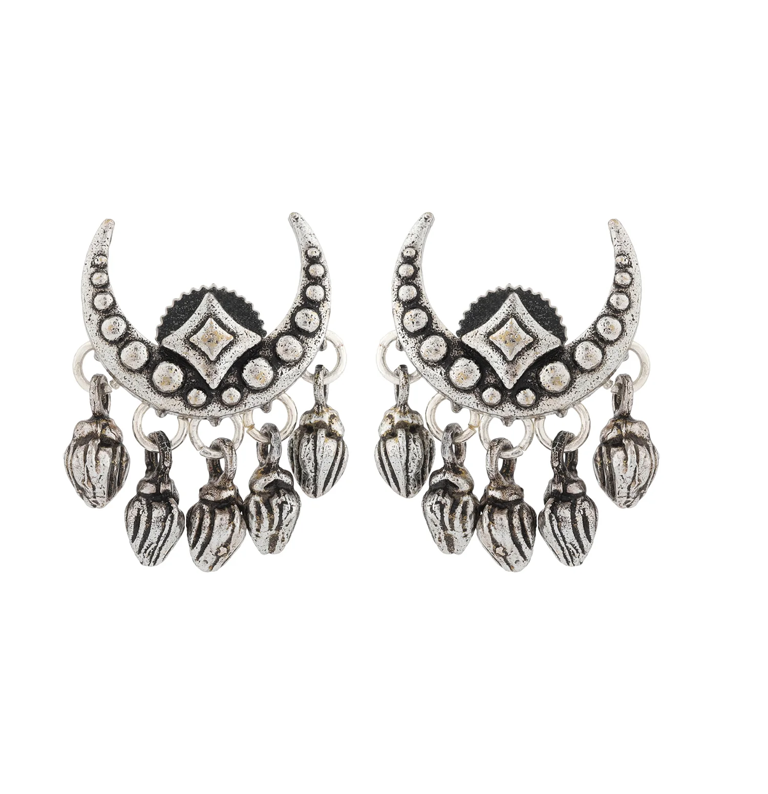 Boho Tribe Celestial Drop Oxidised Stud Earrings - Image 4