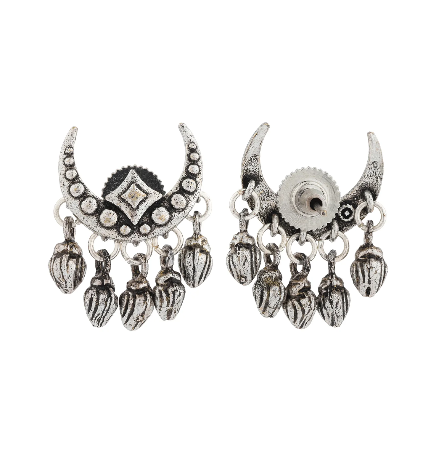 Boho Tribe Celestial Drop Oxidised Stud Earrings - Image 5