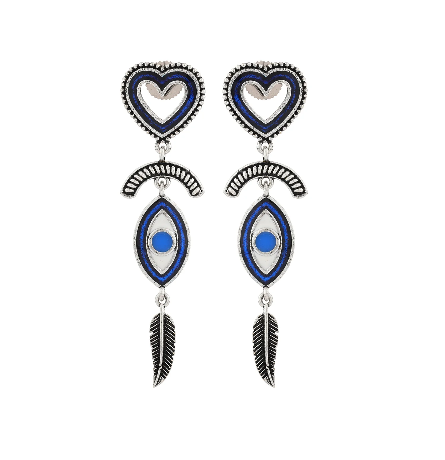 Boho Tribe Feathered Insight Oxidised Earrings - Image 4