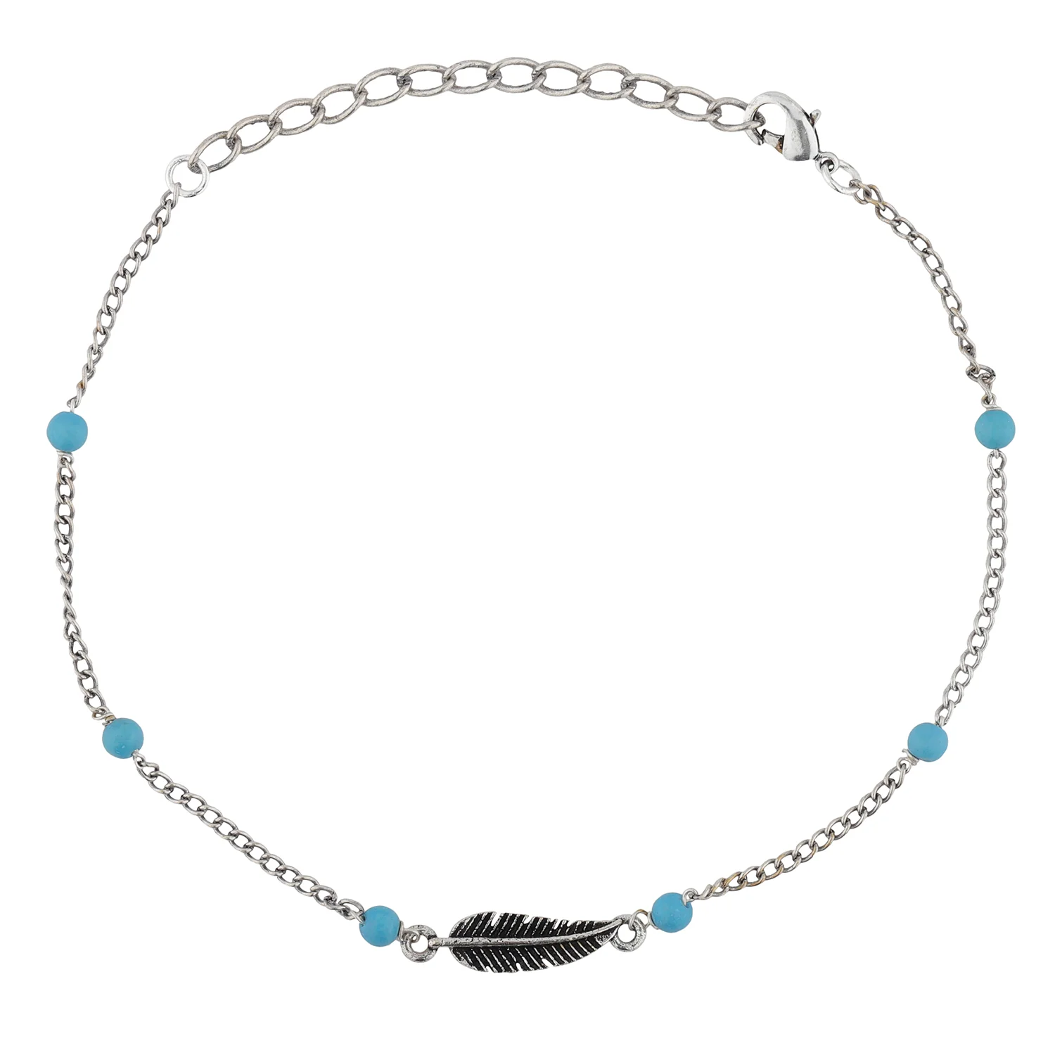 Boho Tribe Feathers Of Freedom Oxidised Anklet - Image 2