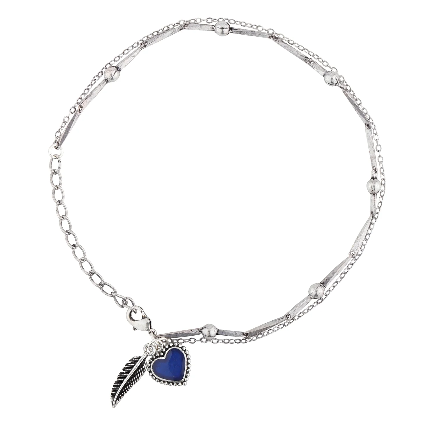 Boho Tribe Feathers Of Love Oxidised Anklet - Image 2