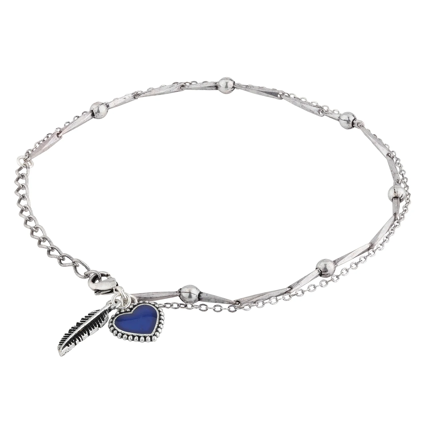 Boho Tribe Feathers Of Love Oxidised Anklet - Image 4