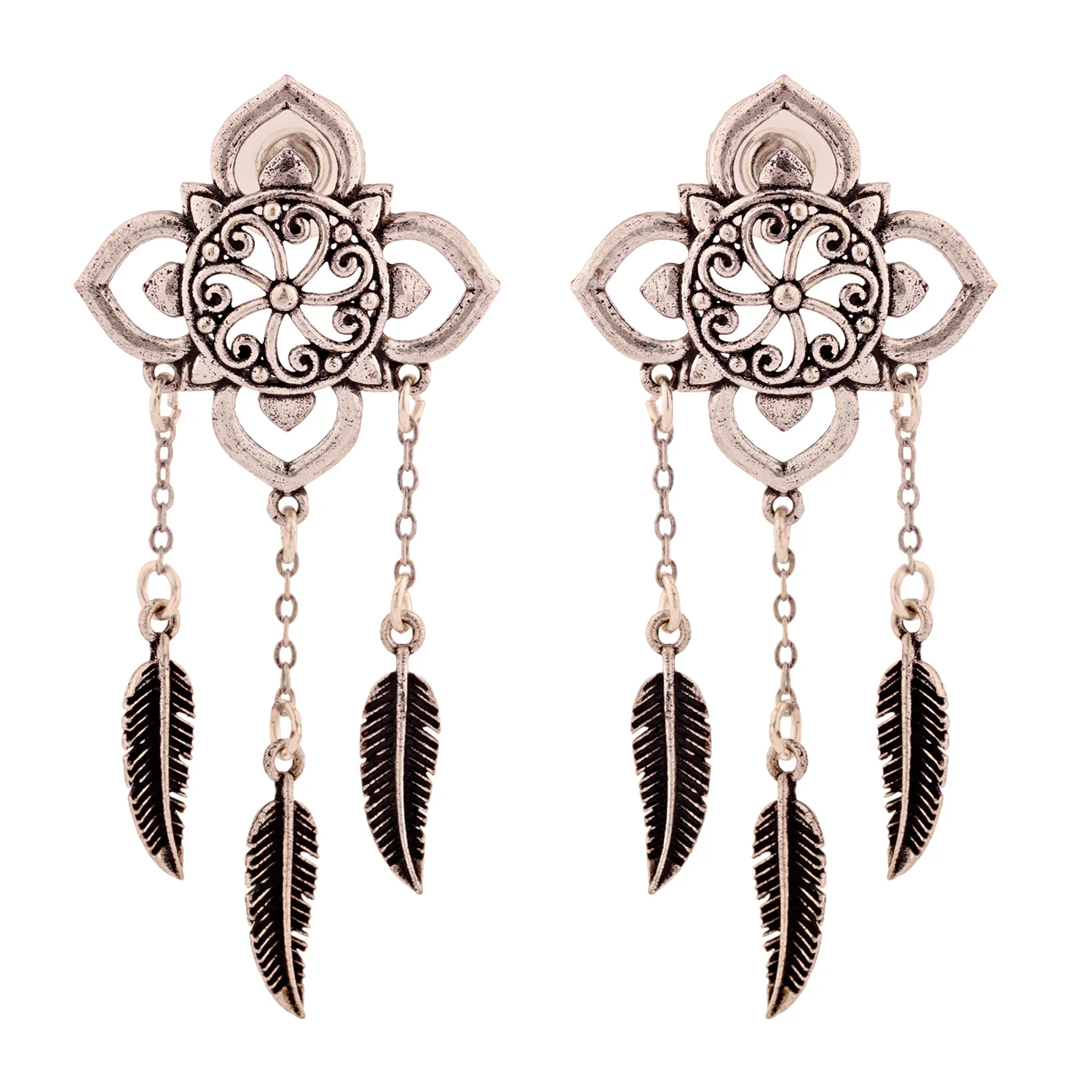Boho Tribe Flora Oxidised Necklace set For Women - Image 5