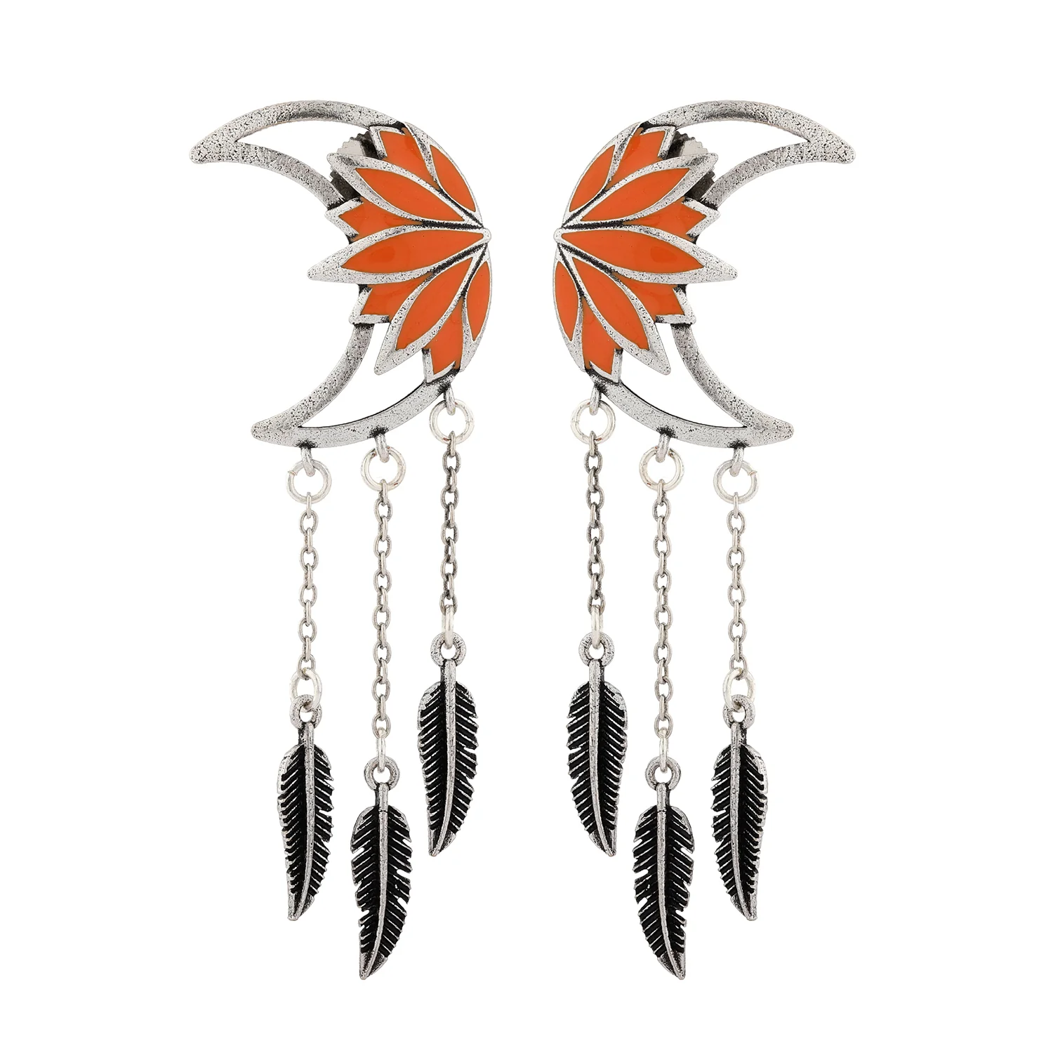 Boho Tribe Moonlit Lotus Oxidised Necklace Set - Image 5