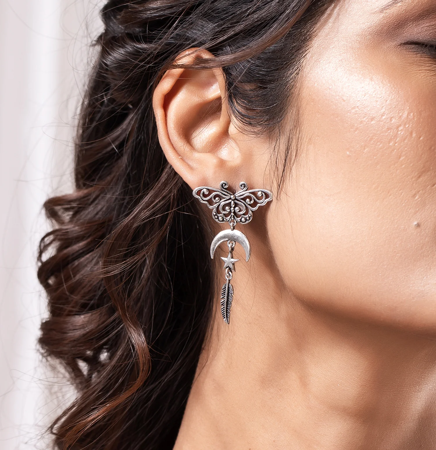 Boho Tribe Whispering Wings Oxidised Earrings - Image 2