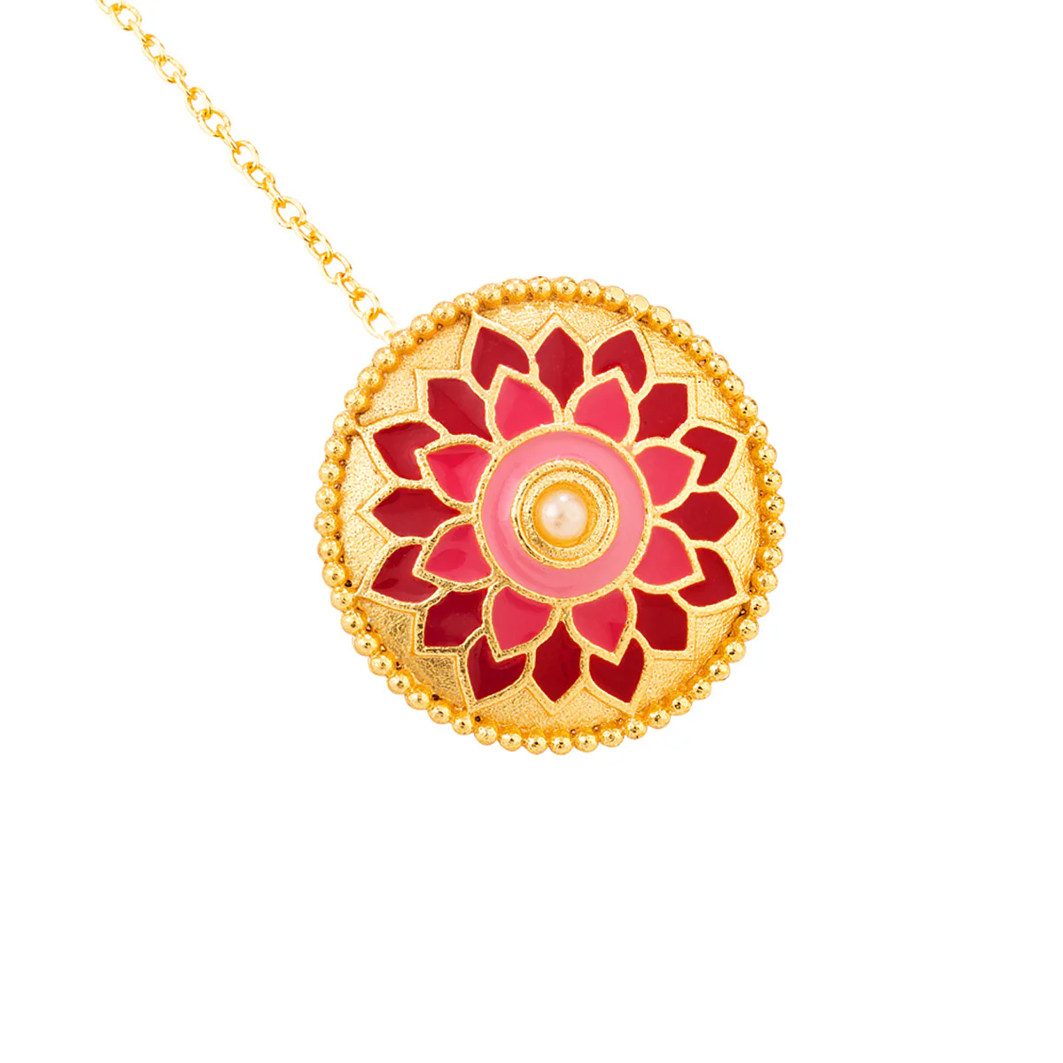 Borla Collection Enameled Floral Motif Embossed Maang Tika - Image 3