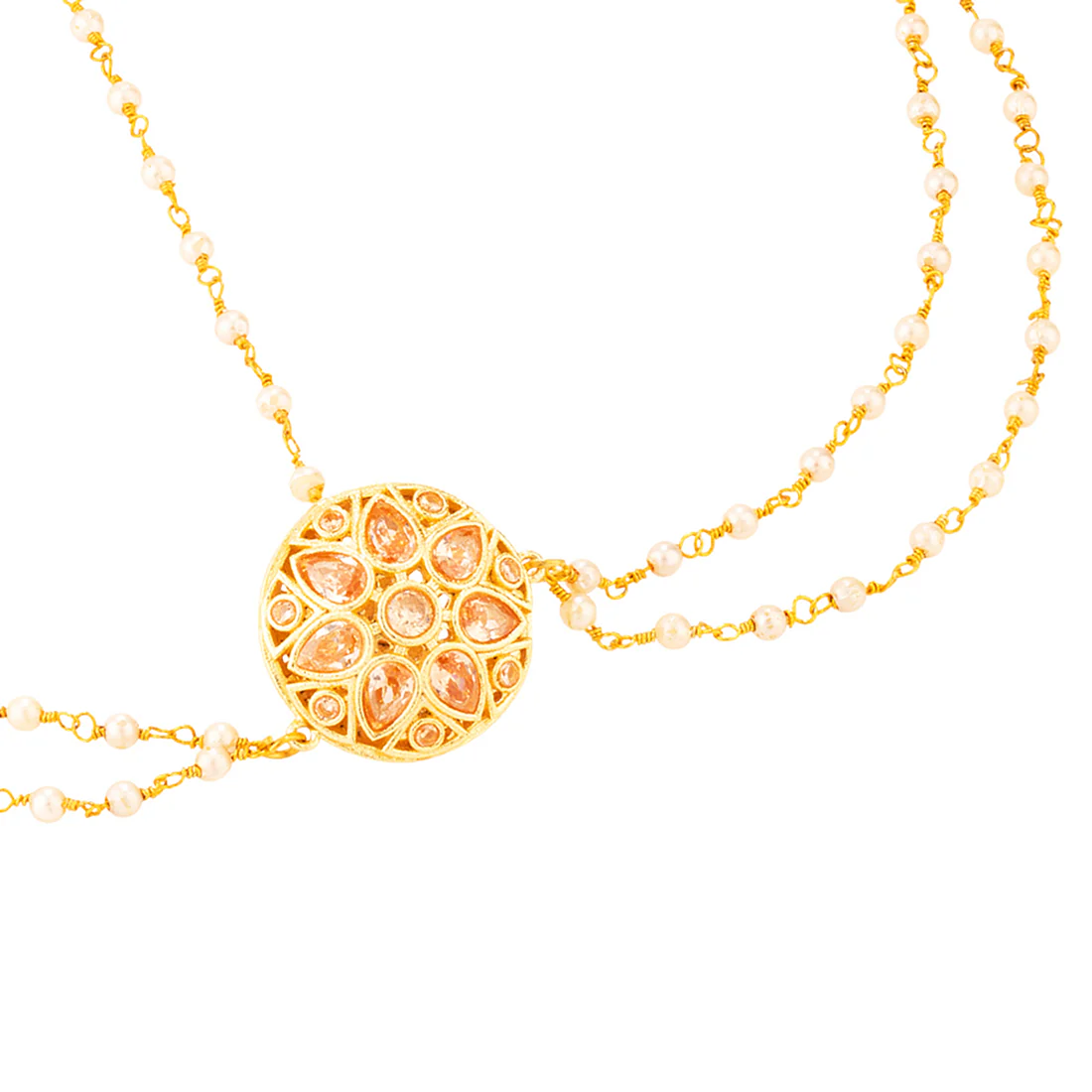 Borla Collection Faux Pearls Adorned Maang Tika - Image 3