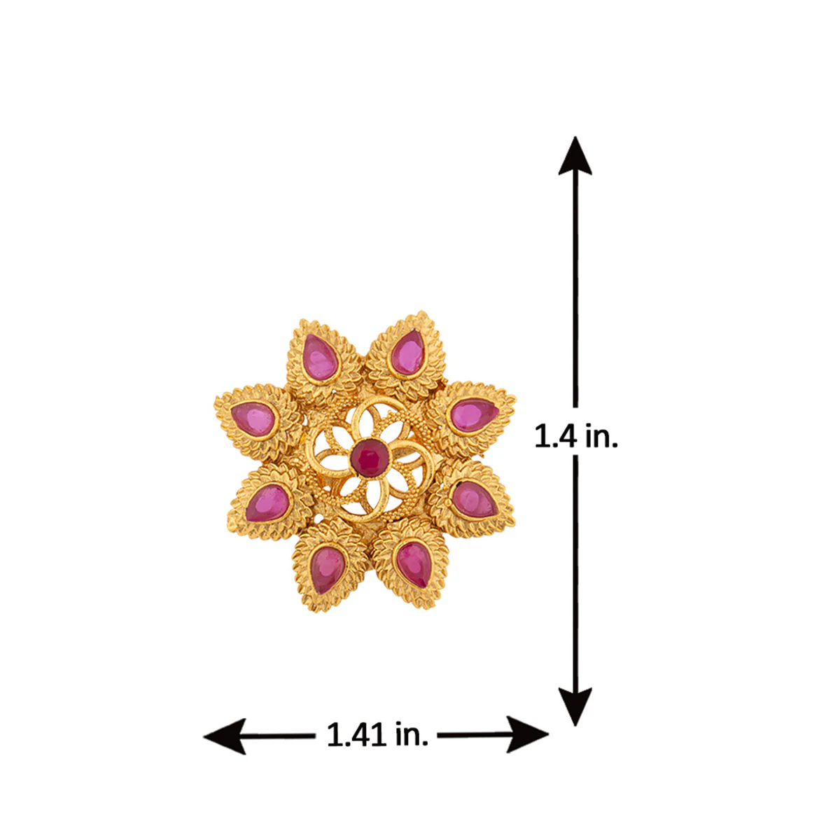Brass Floral Motif Stud Earrings - Image 5