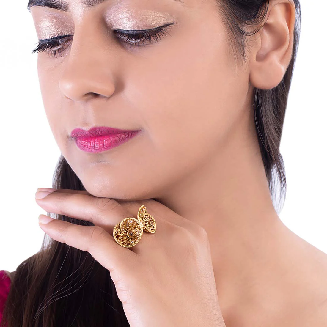 Brass Flower Motifs Casual Ring - Image 2