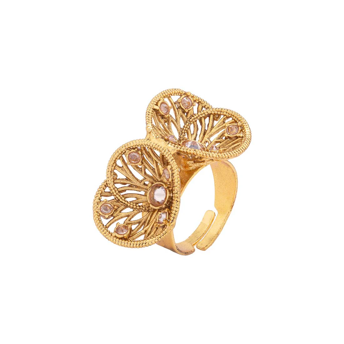 Brass Flower Motifs Casual Ring - Image 3