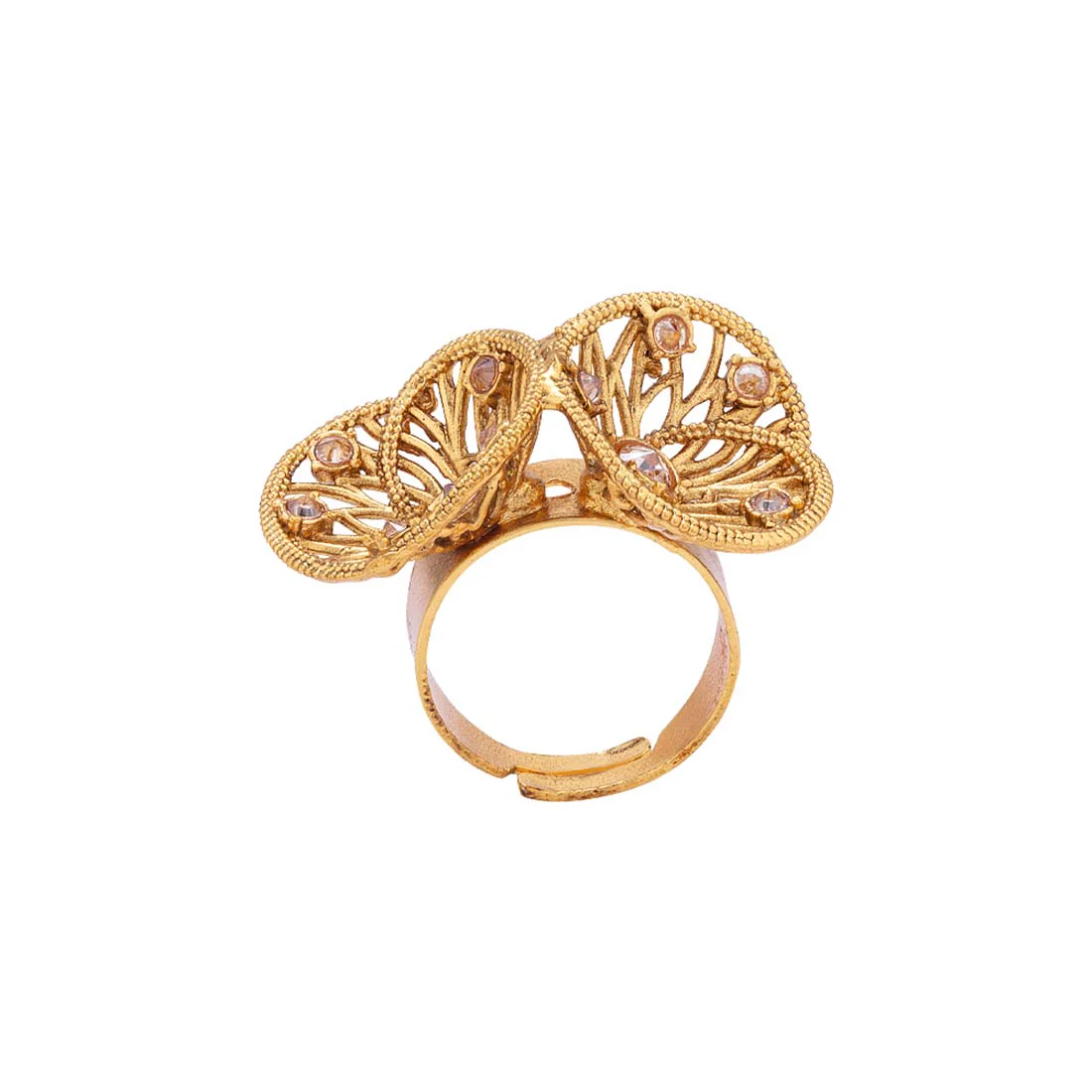 Brass Flower Motifs Casual Ring - Image 4