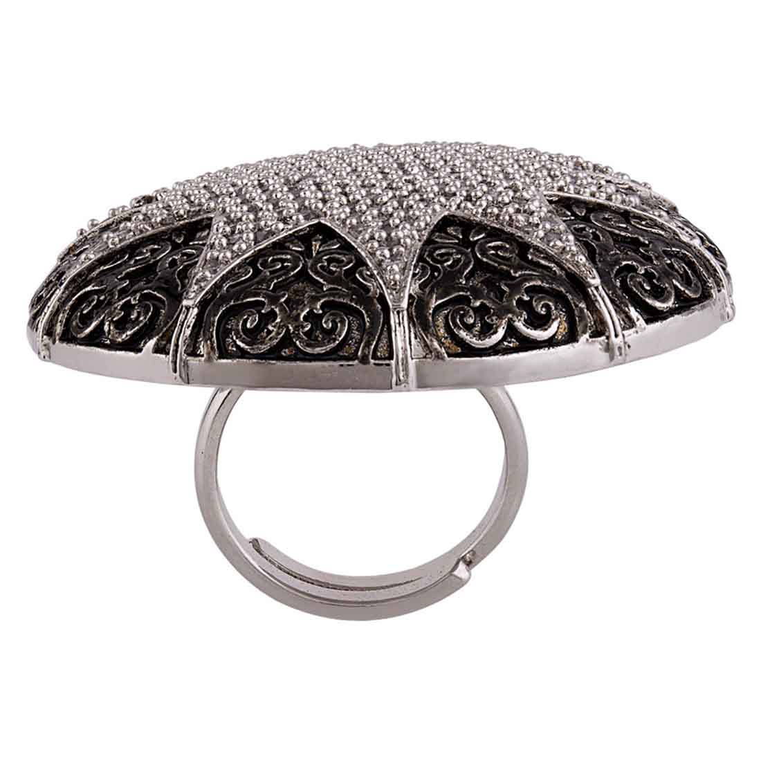 Brass Gems Embellished Statement Ring - Image 3