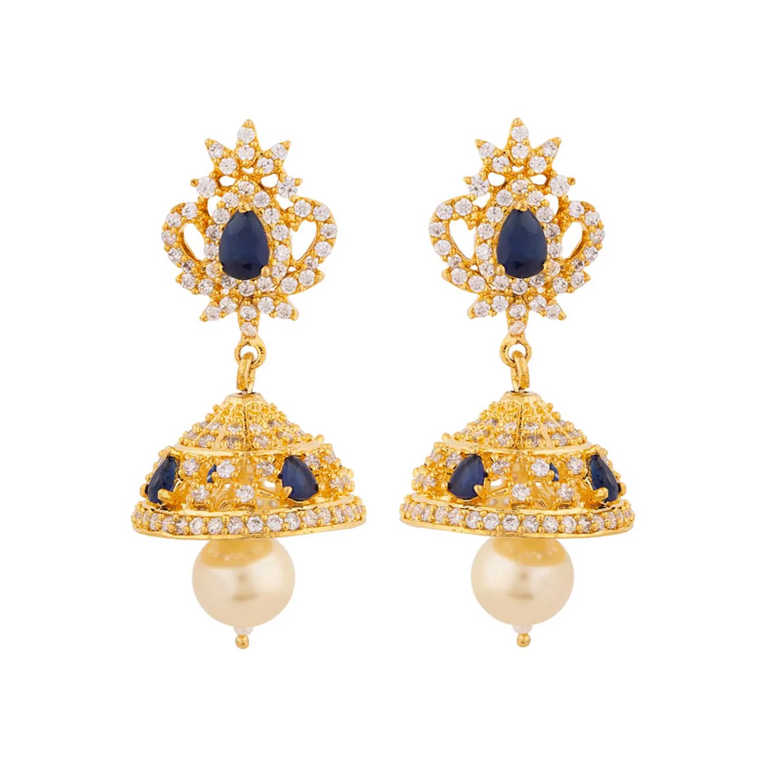 Brass Gold Toned Ethnic Earrings - Image 3