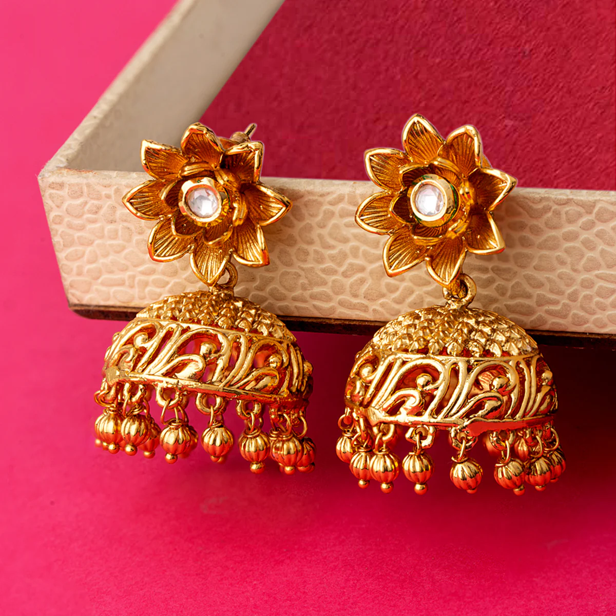 Brass Jhumka Drop Earrings