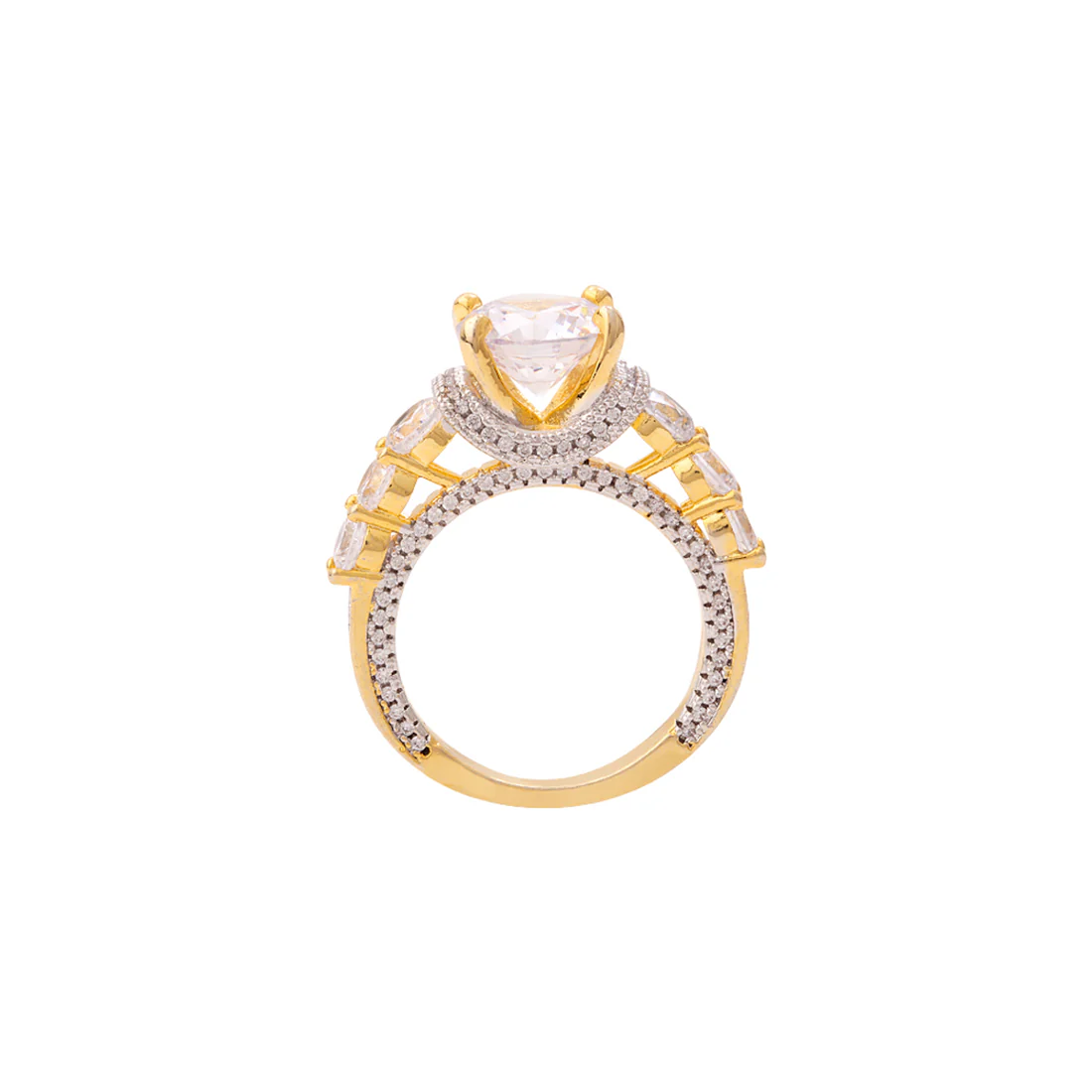 Brass Oval Cut American Diamond Gem Ring - Image 4