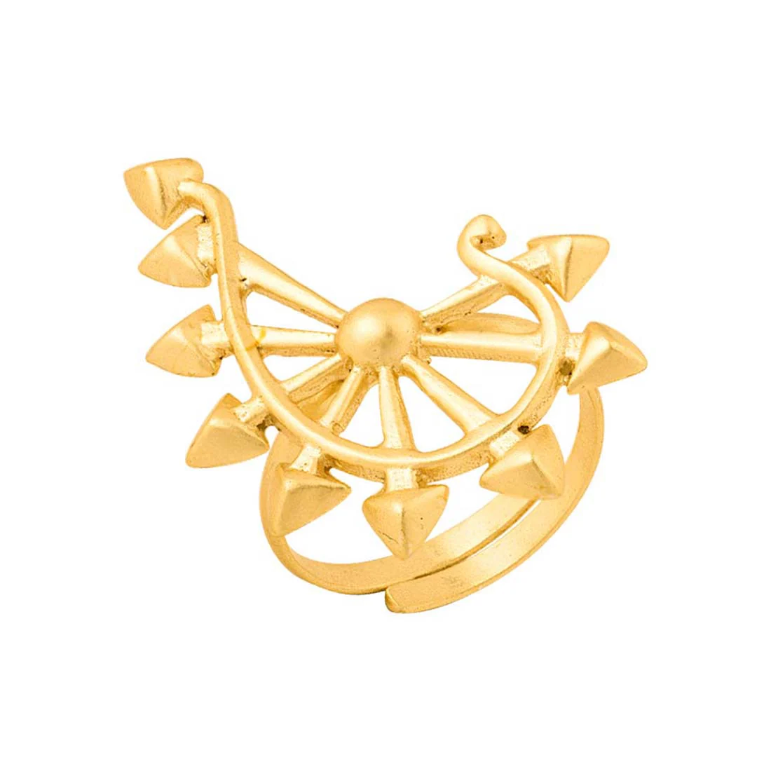 Brass Ring with traditional motif from Futuristic Spikes Collection - Image 3